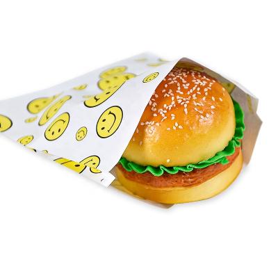 China Recyclable White Oilproof Kraft Paper Takeaway Food Bags Small Bread Burger Paper French Fries Bag for sale