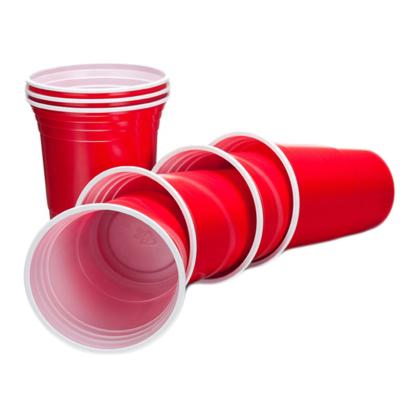 China 16oz Disposable High Quality Reusable Red Plastic Cup For Party And Beer Pong Game for sale