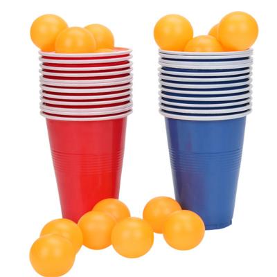 China Pong Drinking Games Cups 16oz Disposable Reusable Quality PP Plastic Red Yellow Cups Bar Beer Party Beer Pong Cups for sale