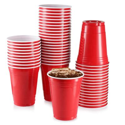 China Factory 16oz High Quality Reusable Red Plastic Beer Cup Disposable For Party And Beer Pong Game for sale