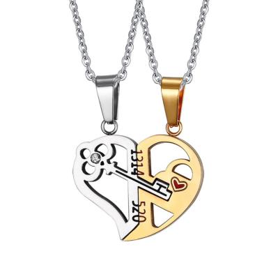 China Fashionable High Quality Classic Stainless Steel Lover Heart Necklace Couple Design Jewelry for sale