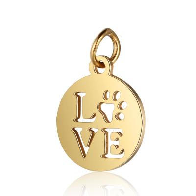 China 2020 Customized Simple Round Cutout Love Stainless Steel Logo Tag Stainless Steel For Jewelry Accessories for sale