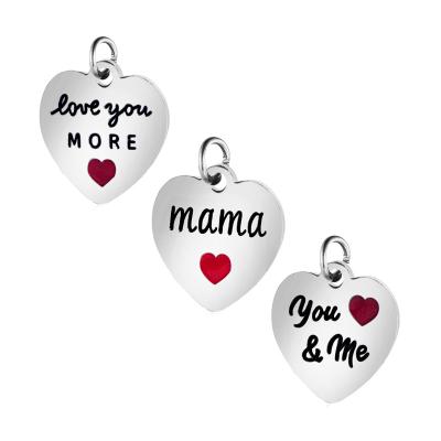 China Stainless Steel Stainless Steel Love You More Mom Customized Logo Charms Jewelry for Necklace Bracelet for sale