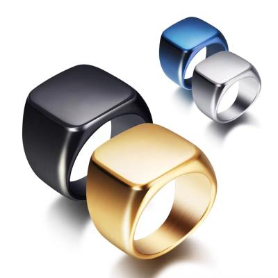 China CLASSIC Solid Polished Stainless Steel Biker Ring for Women Men, Ideal Gift for Dad and Friend, Black Gold Silver Color for Choice for sale