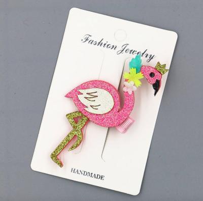 China KIDS Novelty Animal Hair Clips Flamingo Hair Clips Girls Glitter Hair Clips for sale