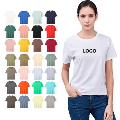 China Wholesale Customized Viable Customized 180gsm 100% Cotton Casual Simple White Women's T-shirts Logo Printed Blank Tshirts Summer for sale