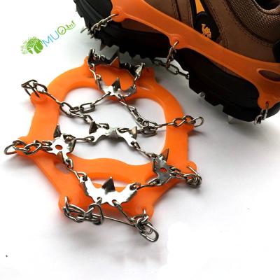 China YumuQ Cheap Anti-Skid 19 Teeth Stainless Steel Nails Chain Cleats Ice Snow Grips Traction Cleats Shoes Grips With Anti Slip Ice Cleats for sale