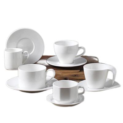 China Low MOQ Sustainable Customs Service White Porcelain Cups&Saucers For Restaurants And Hotels for sale