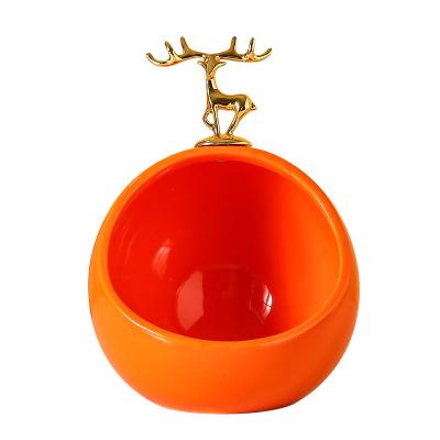 China Art Design Small Ball Shape Viable Show Ceramic Jewelry Case For Collection Organizer for sale