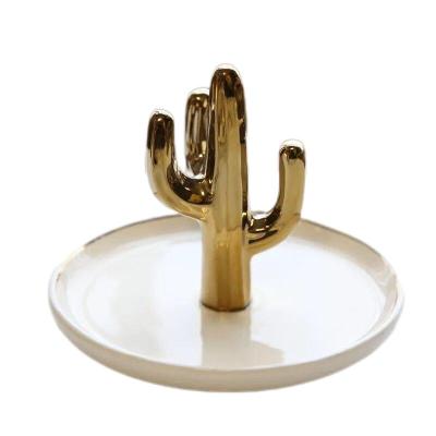 China Hot Selling Gold Home Organizer Viable Ceramic Jewelry Tray For Ring Display Decoration for sale