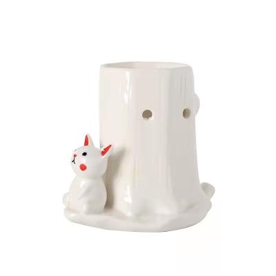 China Decorative Cute Ceramic Powder Box Lamp Porcelain Tealight Candle Holder for sale