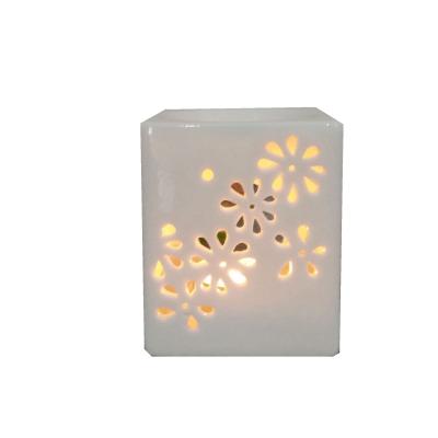 China Decorative Square Shape Ceramic Tealight Sconce For Spa, Sauna, Foot Massage Home Hotel Deco for sale