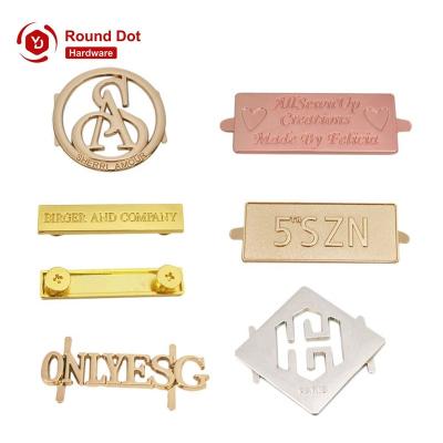 China Bag Prongs Type Handbag Quality Metal Labels Customized Metal Logo Tag Fast Shipping Custom Metal Zinc Plates Your Logo for sale