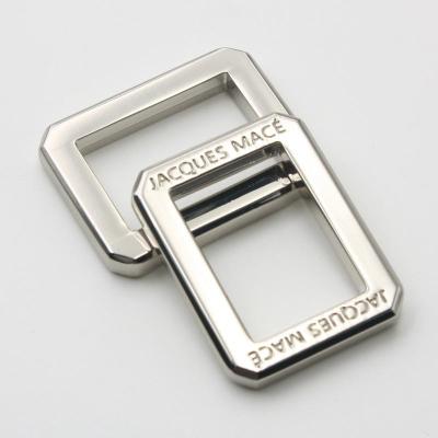 China Bag Brand Logo Customized Metal Square Buckle Custom Engraved High Quality Nickel Free Finish Metal Rectangular Buckle for sale