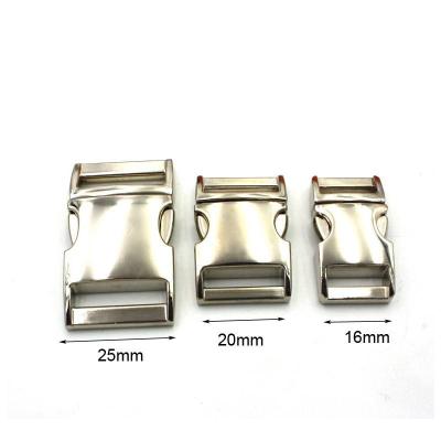 China Bag metal version buckle dog collar alloy quick release side buckle 1 inch shiny silver quick release buckles for straps for sale