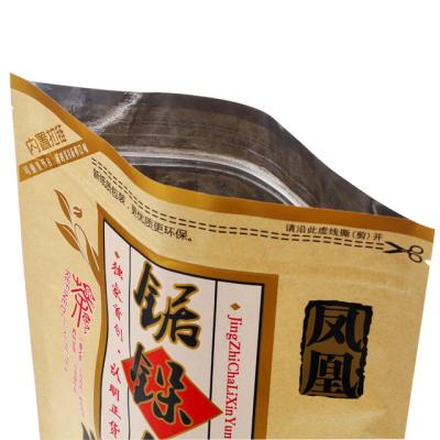 China Safety Food Grade Custom Color Print Holder Up Reusable Zipper Aluminum Foil Plastic Bags For Loose Tea Packaging for sale