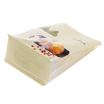 China China custom made plastic recyclable kraft paper gusset side zipper bags for zongzi food packaging for sale