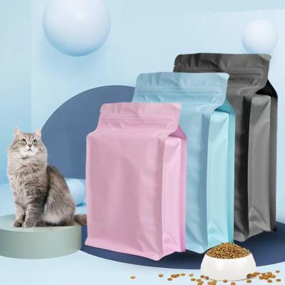 China Security Custom Color Printed Eight Side Aluminum Foil Flat Bottom Gusset Zipper Pet Cat Food Snack Plastic Packaging Bag for sale