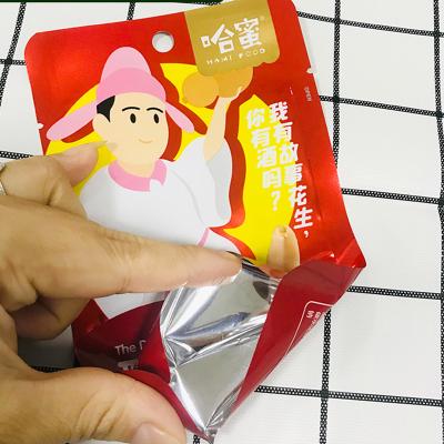 China Custom High Quality Small Side Flat Pouch Aluminum Foil Heat Seal Three Side Security Food Packaging Bag With Punch Hole for sale