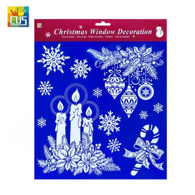 China Static Clings Snowman Pattern Hot Sale Elk Sleigh Snowflake Winter Decor Double Side Seeing Car Window Reusable Static Stickers for sale