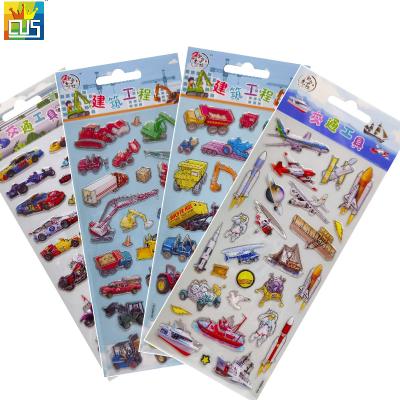 China High Quality Transparent Clear Pattern Gel 3D Resin Vehicle Car Cartoon Truck Cartoon Removable Epoxy Plastic Sticker For Kids DIY for sale