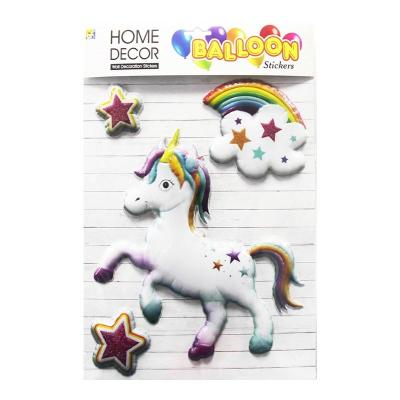 China WALL STICKER Popular Product 3D Balloon Aluminum Unicorn Wall Sticker Kids Room for sale