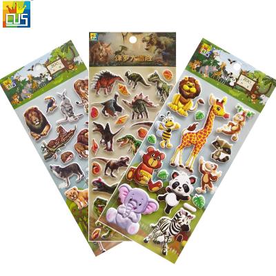 China Soft Smooth Puffy Puffy Tiger Lion Foam Dinosaur Surfaces 3D Animal Zoon Decoratioan Stickers For Kids Promotional Gifts for sale