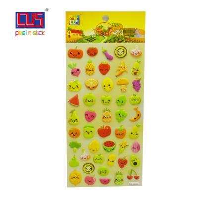 China Waterproof+Eco-friendly Custom Kids DIY Cute 3d Fruit Cartoon Reward Stickers For School for sale