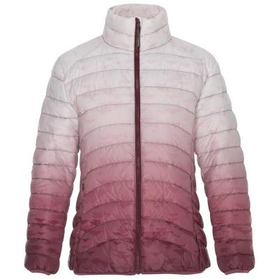 China Breathable Gradient Printing Womens Winter Down Hooded Jacket With Good Quality for sale