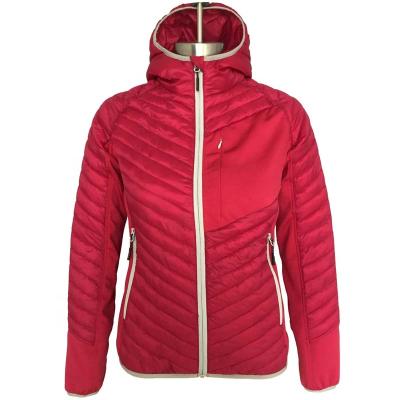 China Outdoor Sport Waterproof Polyester Down Jacket Womens Down Jackets With Contrast Zipper for sale