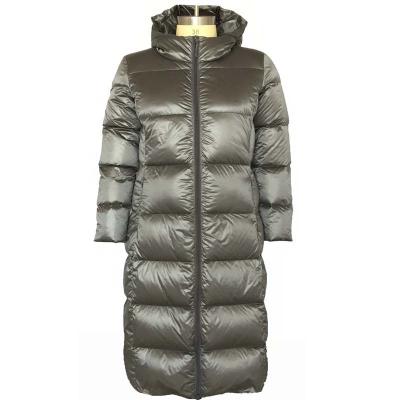 China OEM ODM Winter Breathable Hooded Jacket For Women Long Puffy Down Shiny Jacket for sale