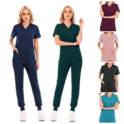 China Fashionable Wholesale Anti-Shrink Spandex Stretch Medical Scrub Nurse Beauty Uniforms Nurse Beauty Salon Scrubs Uniforms for sale