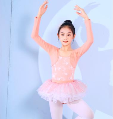 China 2023 Popular Colorful Dress Girls Dance Wear Ballet Tutu Dress Layered Tulle Skirt Girls Long Sleeves for sale