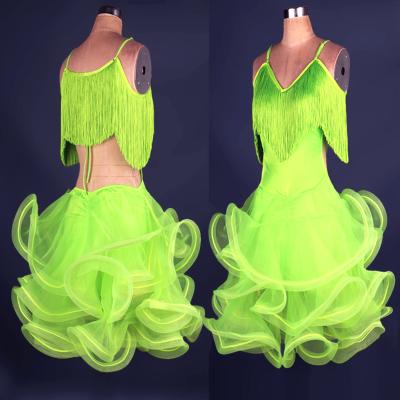 China Customized Hot Sexy Professional Latin Dresses Girls Performance Wear Fringe Dance Dress for sale