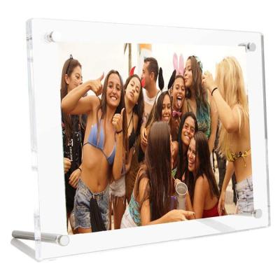 China Morden 8.5X11 Clear Acrylic Picture Frame Hanging Wall Mounted Acrylic Picture Frames With Screw Holder for sale