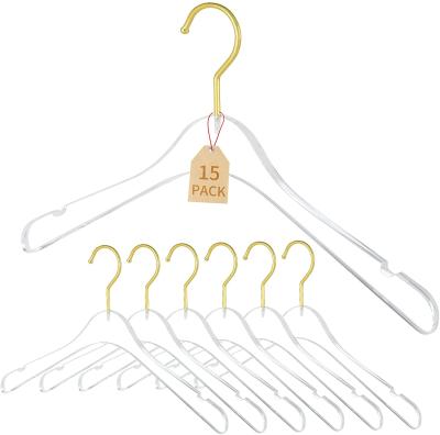 China Luxury Space Saving Custom Coat Boutique Plastic Transparent Pants Clothes Acrylic Hanger With Gold Hook for sale