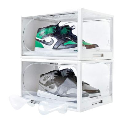 China Perspex Acrylic Plexiglass Folding Push Pull Shoe Box Fashionable 12 Pack Pull Out Large Drawer Type Shoe Box Storage for sale