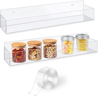 China Double Sided Kitchen Nano Strip Wall Mount Organizer Kitchen Display Clear Acrylic Wall Mount Spice Rack for sale