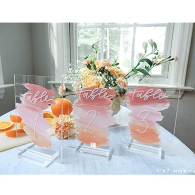 China Mordern Acrylic Table Numbers Menu Wedding Acrylic Table Sign Holder Holders With Place Card Slot for sale