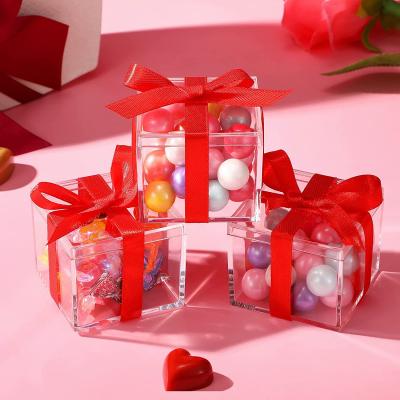 China Wedding Acrylic Plastic Cube Gift Box Storage Box Jewelry Decoration Mordern Party Candy Box for sale