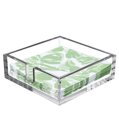 China Modern Custom Creative Square Toilet Paper Napkin Box Holder Clear Acrylic Fashion Tissue Box for sale