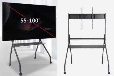 China 55 - 100 pulgadas de estudio de suelo TV ruedas soporte con cuatro patas de suelo soporte montaje para TV 220Lbs Capacidad en venta