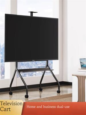 China 86 Inch OLED Rolling TV Cabinet Stand Mobile Heavy Duty TV Trolley Cart With Wheels for sale