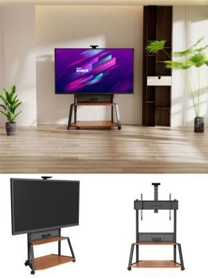 中国 VESA 600 X 1000mm フラットテレビ床スタンド モバイルテレビスタンド ロッキングカスターホイール 販売のため