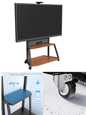 China FCC Portable TV Mount Hoekvloer Entertainment Center Televisiewagen op wielen Met TV-beugel 2 Tier opslag Te koop