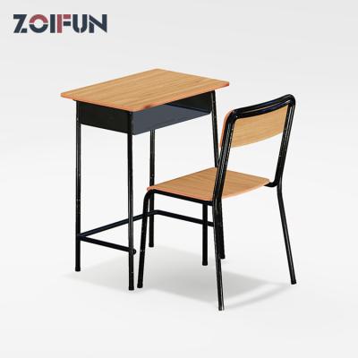 China Contemporary secondary desk with chair set for Oman project, school classroom table and chair for sale