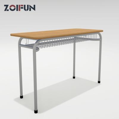 China Height Can Be Adjustable Hot Sales Classroom Furniture Wooden School Desk Chair With Two Seats For Students Classroom Double Tables And Bench for sale