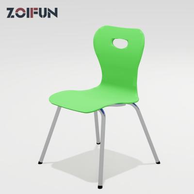 China Modern Chrom Frame Injection Molding Polypropylene Plastic One Piece Four Leg School Student Chair for sale