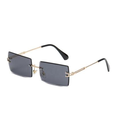 China Square Fashion Metal Shades Sunglasses Men Women Rimless Sunglasses Men Anti Women UV400 1274 for sale