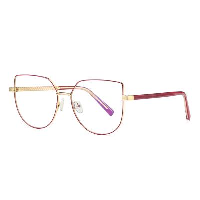 China Wholesale Women Blue Light Blocking Glass 3007 Blue Light Shine Anti Blocking Computer Metal Cat Eye Wear Glass Optical Frames for sale